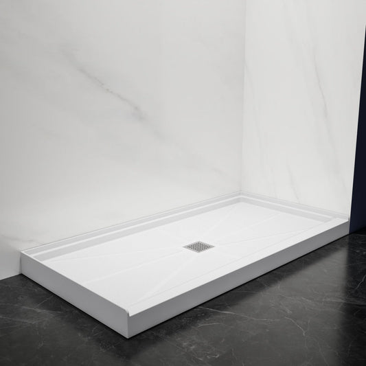 Pequod - M Shower Base, 60"x 30", White with Brushed Nickel Cover,Middle