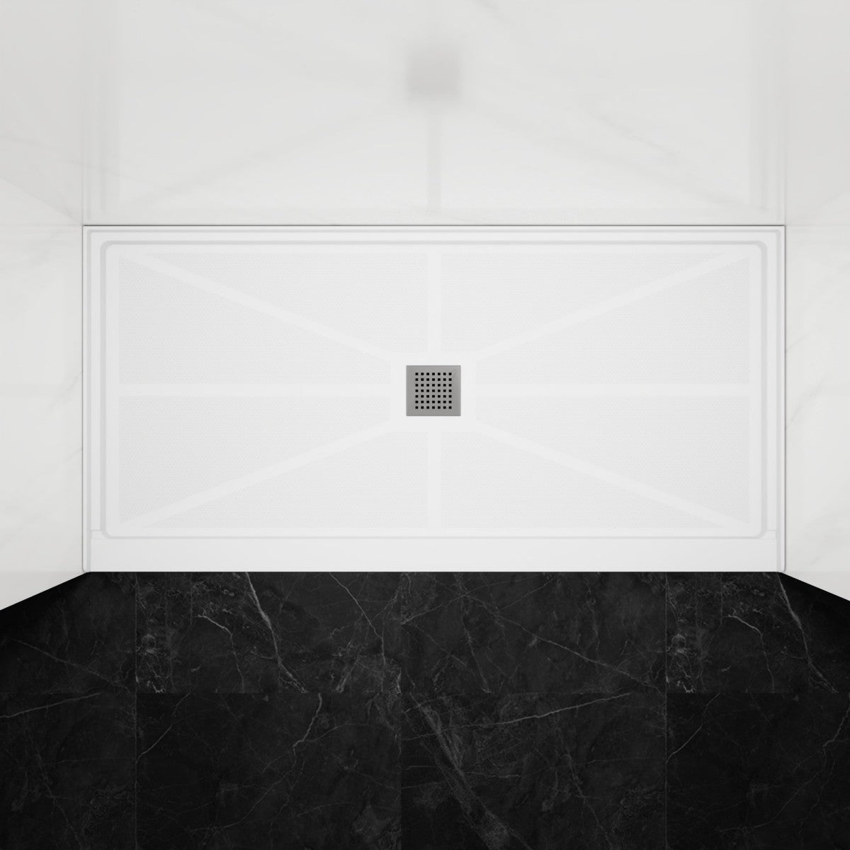 Pequod - M Shower Base, 60"x 30", White with Brushed Nickel Cover,Middle