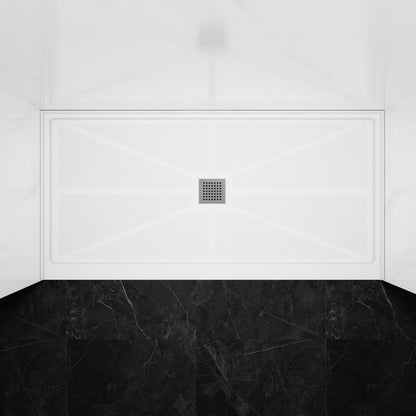 Pequod - M Shower Base, 60"x 30", White with Brushed Nickel Cover,Middle