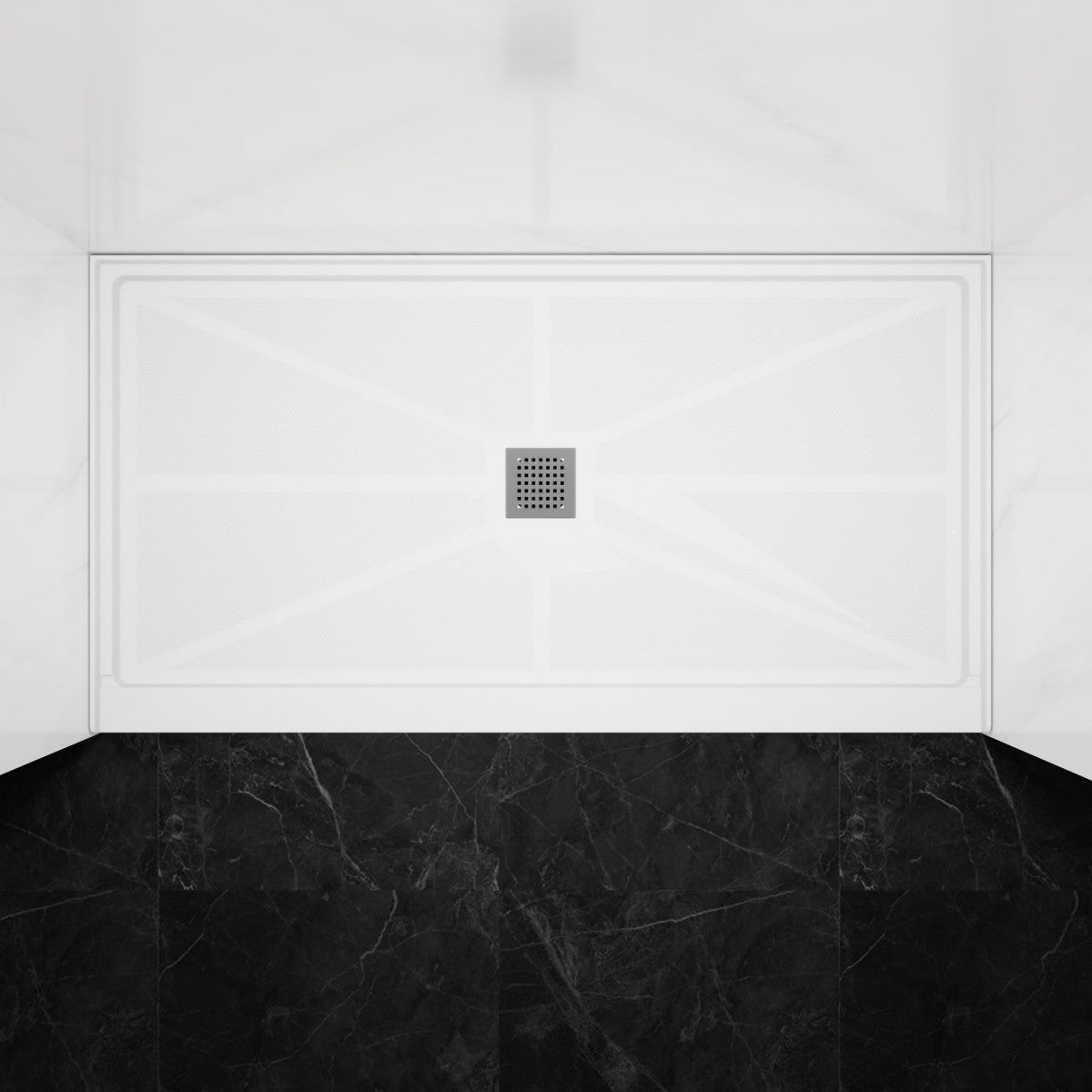 Pequod - M Shower Base, 60"x 32", White with Brushed Nickel Cover,Middle