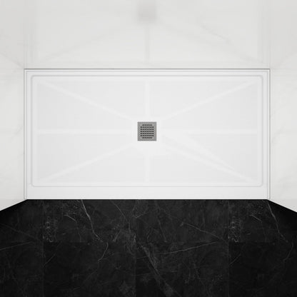 Pequod - M Shower Base, 60"x 32", White with Brushed Nickel Cover,Middle