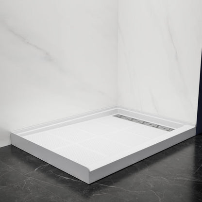 Pequod - R Shower Base, 48"x 36", White with Brushed Nickel Cover,Right