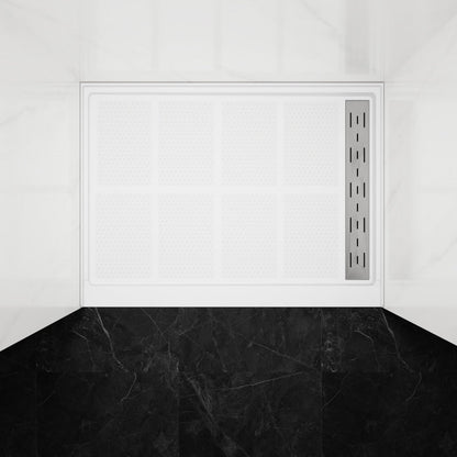 Pequod - R Shower Base, 48"x 36", White with Brushed Nickel Cover,Right