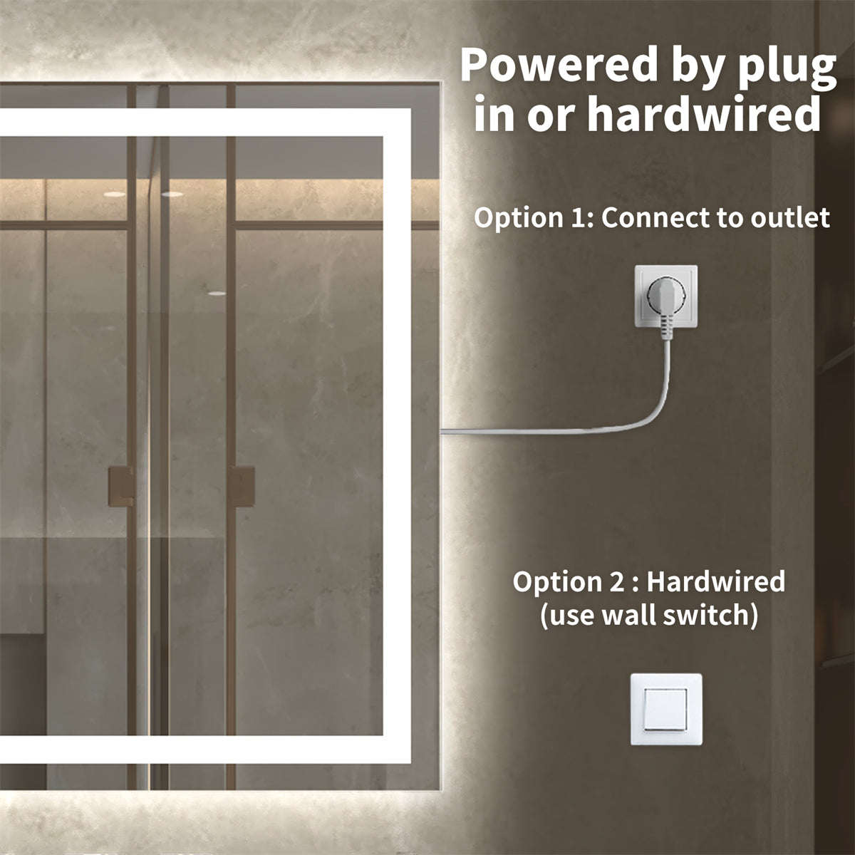 Apex 110" W x 40" H Lighted Bathroom Large Light Led Mirror,Anti Fog,Dimmable,Dual Lighting Mode,Tempered Glass