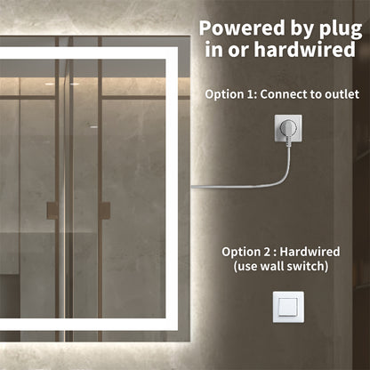 Apex 110" W x 40" H Lighted Bathroom Large Light Led Mirror,Anti Fog,Dimmable,Dual Lighting Mode,Tempered Glass