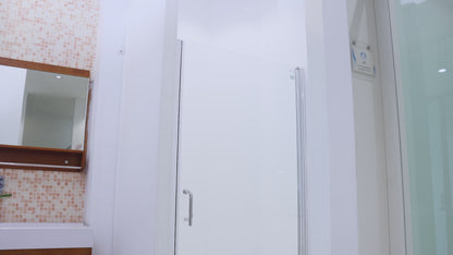 Classy 34-35.5" W x 72" H Hinged Pivot Semi-Frameless Shower Door Brushed Nickel Install Glass Shower Door