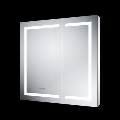 Illusion-B 36" x 36" LED Lighted Inset Mirrored Medicine Cabinet with Magnifiers Front and Back Light