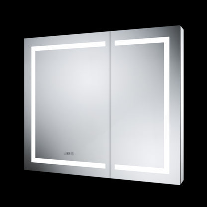 Illusion-B 42" x 36" LED Lighted Inset Mirrored Medicine Cabinet with Magnifiers Front and Back Light