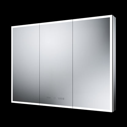 Illusion 48" x 36" LED Lighted Medicine Cabinet with Magnifiers Front and Back Light-with Clock