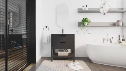 Exbrite 30 inch Bathroom Vanity With Sink and 2 Soft Close Drawers-BVB01030BCT-BL9075B
