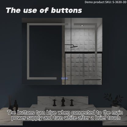 Boost-M1 36" W x 30" H LED Lighted Bathroom Medicine Cabinet with Mirror Recessed or Surface Mounted LED Medicine Cabinet