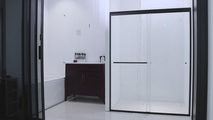 Glide 44-48" Wide x 70" Sliding Glass Shower Doors Frame in Nickel,Clear Tempered Glass