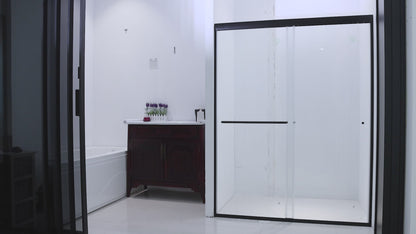Glide 50-54 in. W x 70 in. H Sliding Glass Shower Doors Frame in Nickel,Clear Tempered Glass