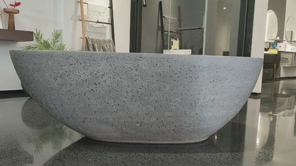 ExBrite 65"x33" inch Freestanding Solid Surface Soaking Bathtub For Bathroom