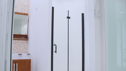 Adapt 34-35.5" W x 72" H Folding Semi-Frameless Swing Hinged Shower Doors In Nickel