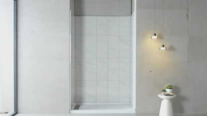 Verona Bathroom Tiles 34"x60"x96"Alcove Stone Shower Wall Kit for Bathroom Remodel,Height adjustable,Fast Installation,Waterproof,Silver White