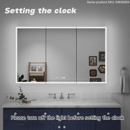 Rim 72" W x 30" H LED Lighted Medicine Cabinet Recessed or Surface with Mirrors