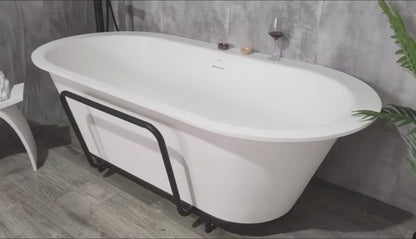 ExBrite 71"x35" Freestanding Artificial Stone Solid Surface Bathtub,German Red Dot Product