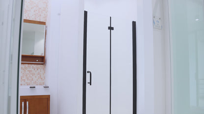 Adapt 32-33.5" W x 72" H Semi-Frameless Hinged Bi-Fold Folding Shower Door in Matte Black