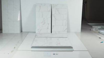 Verona Bathroom Tiles 36"x60"x96"Alcove Stone Shower Wall Kit for Bathroom Remodel,Height adjustable,Fast Installation,Waterproof,Champagne Gold