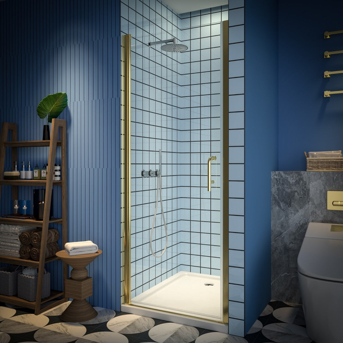 Classy 30-32"x72" Frameless Shower Door in Brush Gold,Water Repellent Glass with Seal Strip Parts and Handle,6mm Glass Shower Door - ExBriteUSA