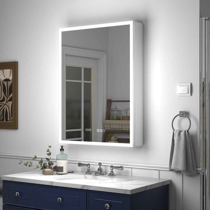 Rim 24" W x 32" H Illuminated Medicine Cabinet Recessed or Surface Mount with Left Hinge and Mirrors