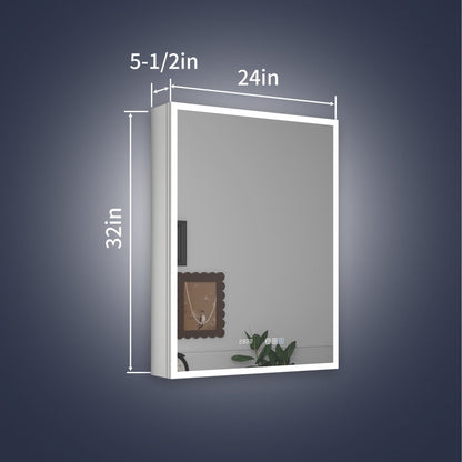 Rim 24" W x 32" H Led Lighted Medicine Cabinet Recessed or Surface with mirrors,Hinge on the right