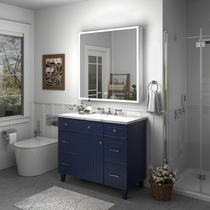 Rim 36" W x 36" H Lighted Medicine Cabinet Recessed or Surface led Medicine Cabinet with Outlets & USBs