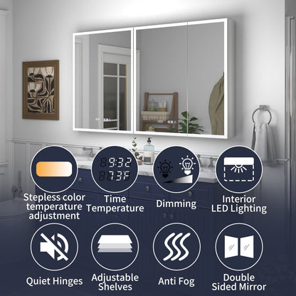 Rim dimmable LED medicine cabinet with adjustable color temperature lighting
