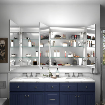 Rim LED medicine cabinet memory function restores the previous light setting
