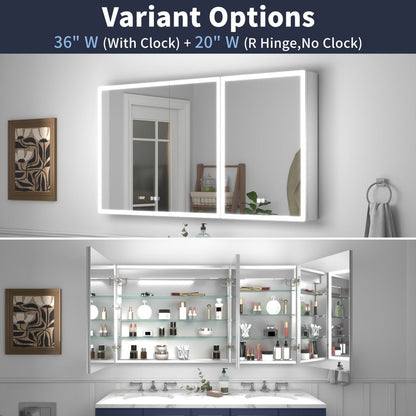 Rim 56" W x 30" H LED Lighted Surface Mount Medicine Cabinet with Mirrors - Recessed or Surface Installation