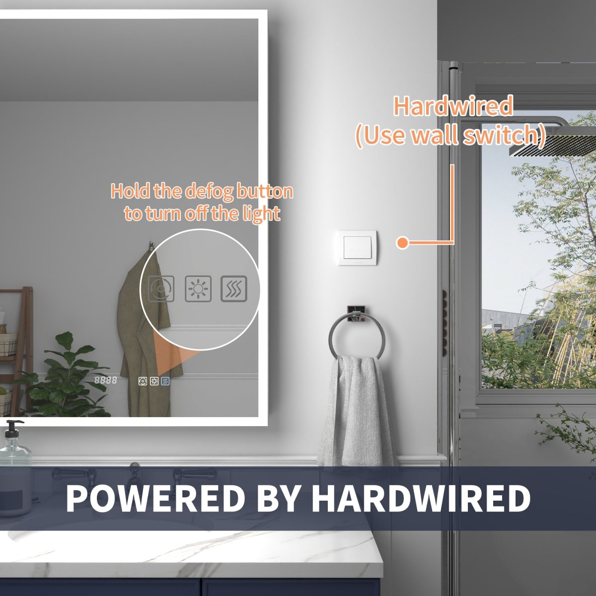 Rim 60" W x 32" H Lighted Medicine Cabinet Recessed or Surface led Medicine Cabinet with Outlets & USBs