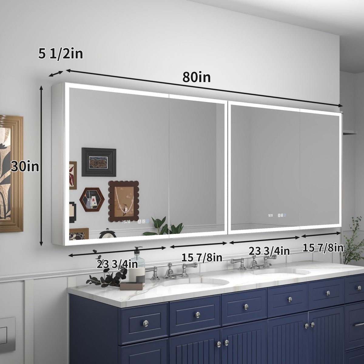 Rim 80 x 30 inch medicine cabinet dimensions with two 40 inch cabinet units