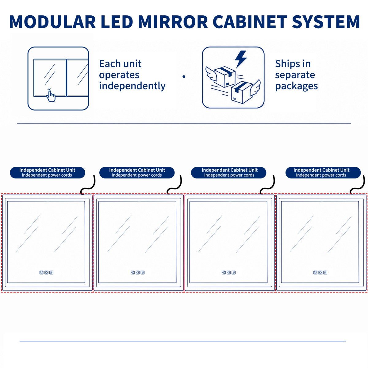 Rim 96 x 36 inch lighted medicine cabinet above a double bathroom vanity