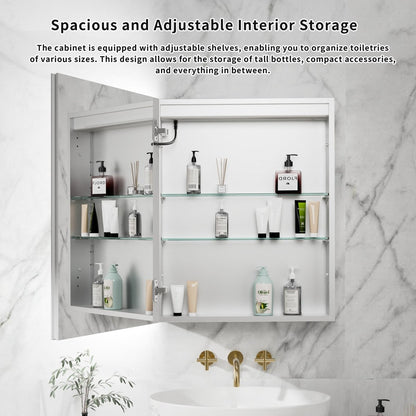 Rim-s 24 x 30 inch medicine cabinet with open mirrored door and interior storage