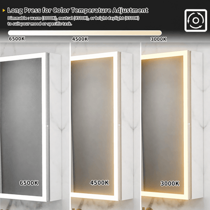 36 Bathroom Medicine Cabinet w LED Lighting & Defogger - 36"W x 30"H with Adjustable Shelves and Aluminum Frame, Recessed or Surface Mount