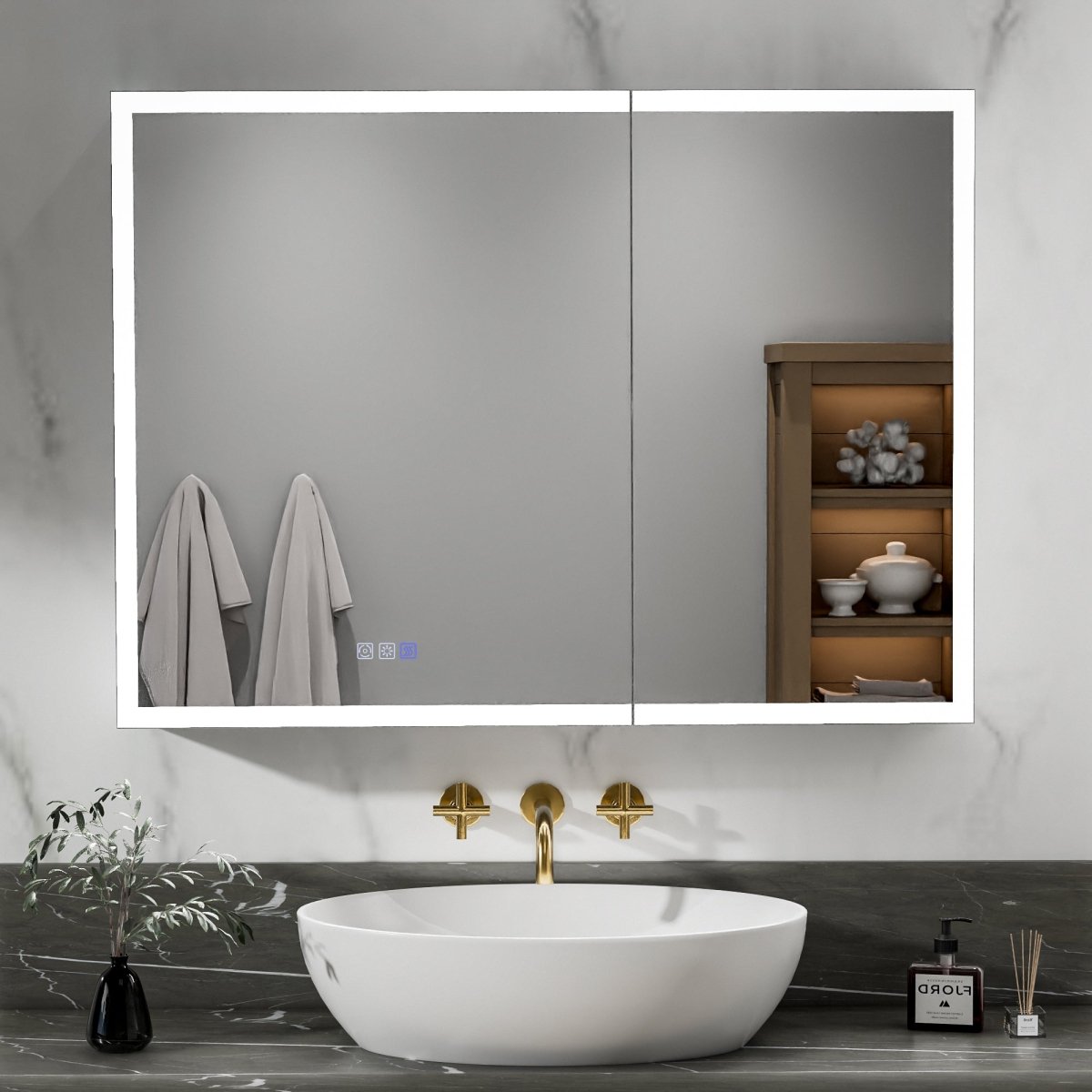 Rim-s 40 x 30 inch dimmable medicine cabinet with adjustable color temperature