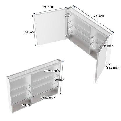 Rim-s 40 x 30 inch LED medicine cabinet front view with illuminated mirror