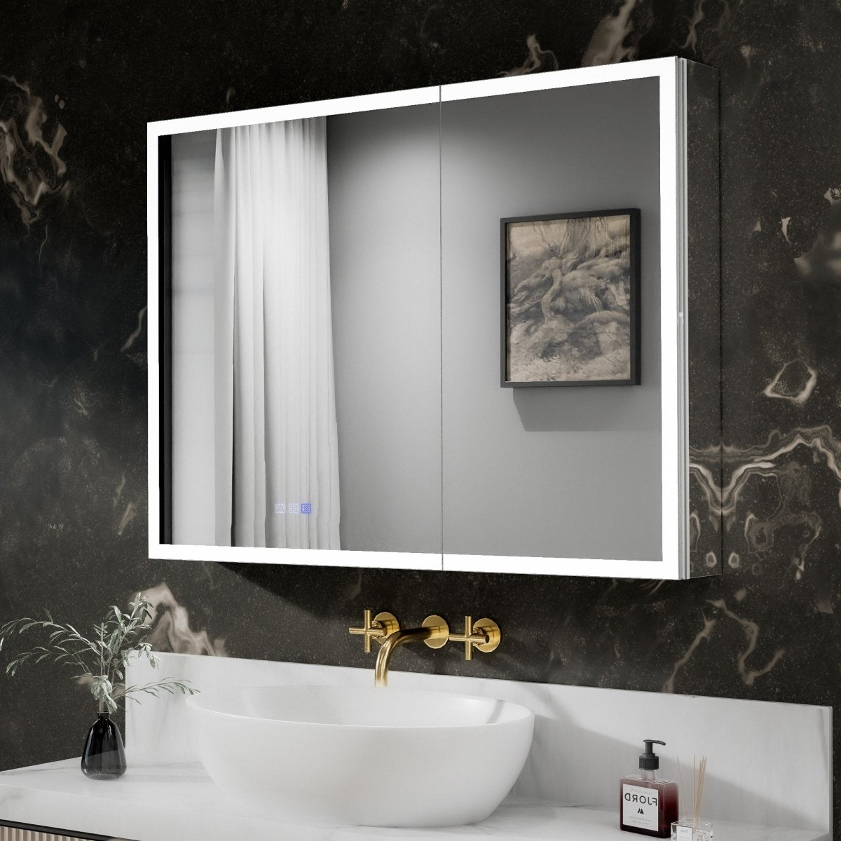 Rim-s 40 x 30 inch LED medicine cabinet dimensions and cabinet profile
