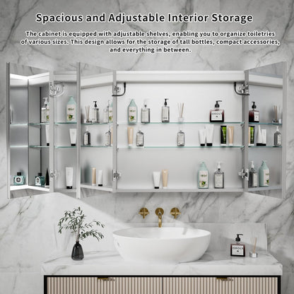 Rim-s 48 x 30 inch medicine cabinet with open mirrored doors and interior storage