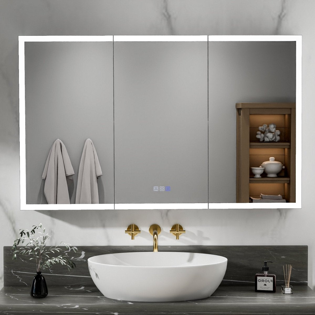 Rim-s 48 x 30 inch dimmable medicine cabinet with adjustable color temperature