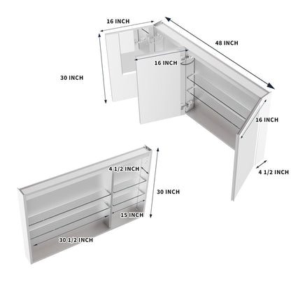 Rim-s 48 x 30 inch LED medicine cabinet front view with illuminated mirror