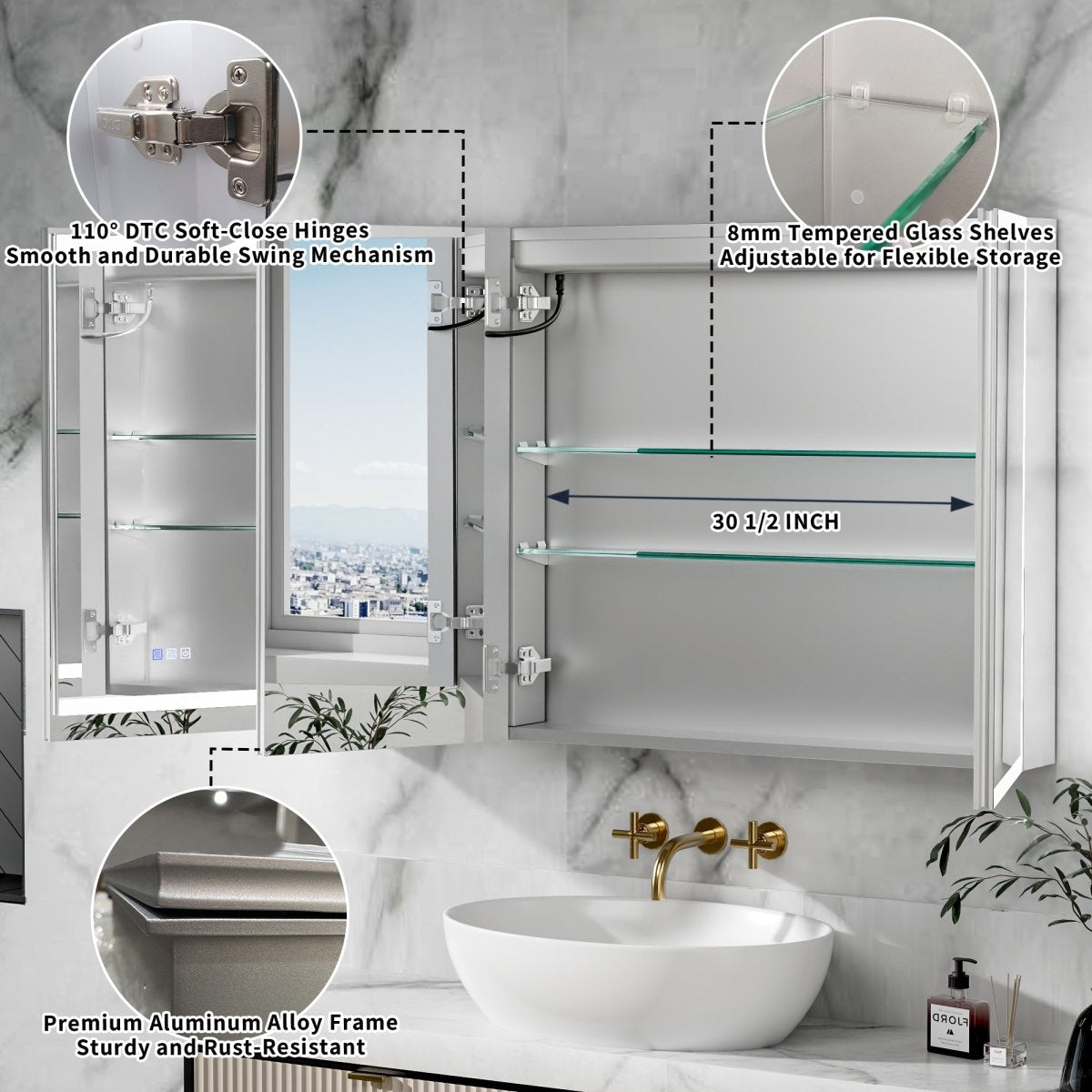 Rim-s medicine cabinet aluminum frame and cabinet construction detail