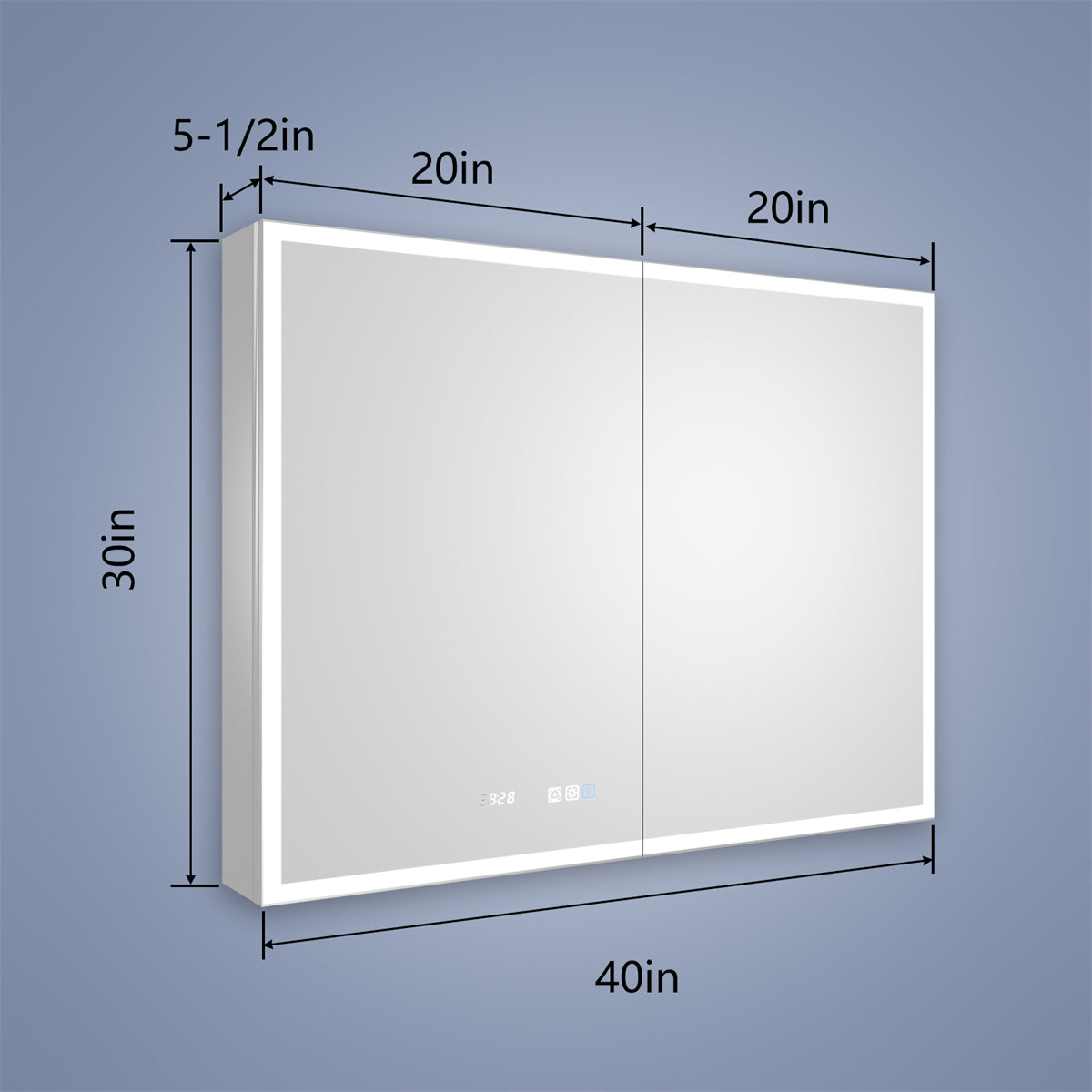 Rim 40" W x 30" H Led Lighted Medicine Cabinet Recessed or Surface with Mirrors