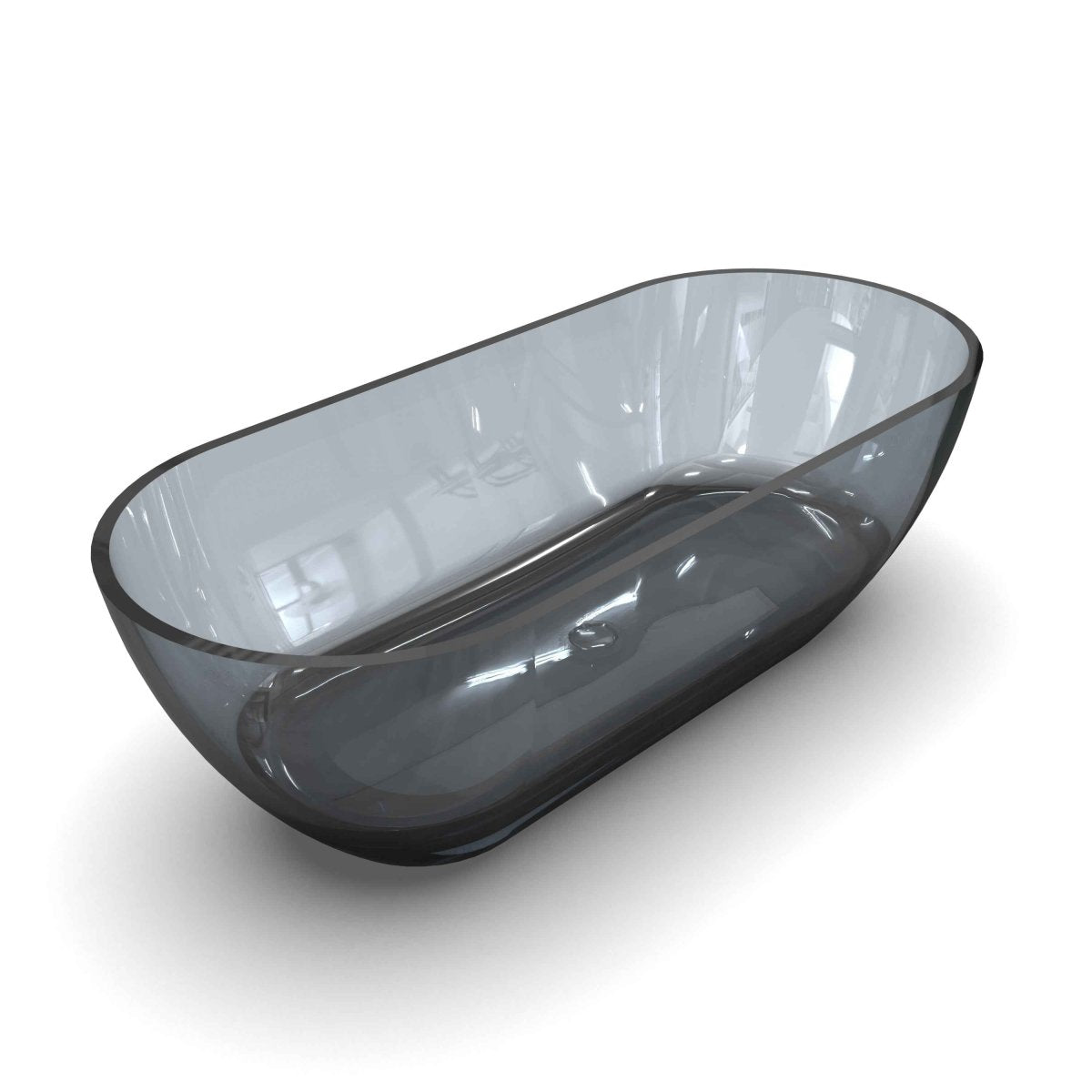 RS 68.9 inch Translucent Grey Blue Oval Freestanding Soaking Bathtub For Bathroom