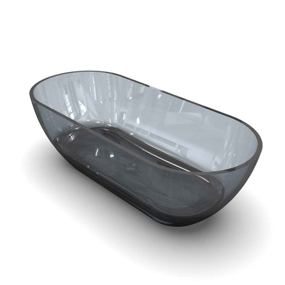 RS 68.9 inch Translucent Grey Blue Oval Freestanding Soaking Bathtub For Bathroom