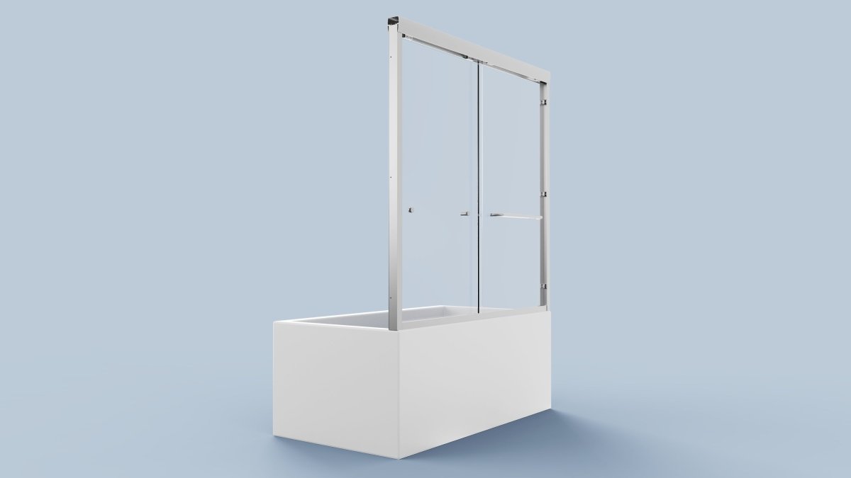 Serenity 56-60in.W x 58in.H Semi-Frameless Bathtub Sliding Door,6mm Tempered Glass Door,Chrome,Double Sliding Glass Shower Enclosure