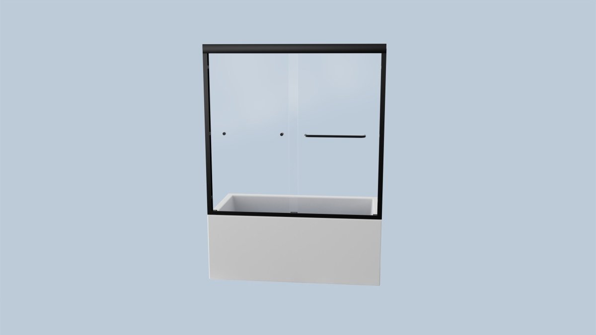 Serenity 56-60in.W x 58in.H Semi-Frameless Bathtub Sliding Door,6mm Tempered Glass Door,Matte Black,Double Sliding Glass Shower Enclosure
