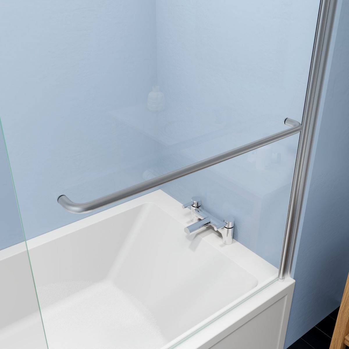 Serenity Shower Door Over Tub,34" W*58" H Pivot Frameless Tub Shower Door,Clear Tempered Glass Shower Screen Panel for Bathroom,Chrome