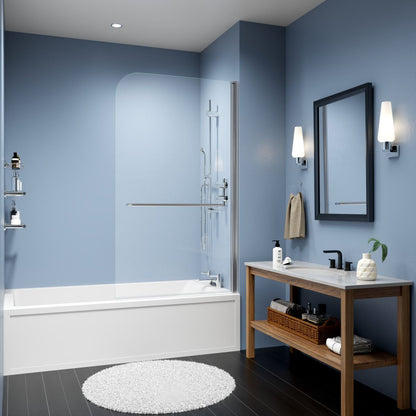 Serenity Shower Door Over Tub,34" W*58" H Pivot Frameless Tub Shower Door,Clear Tempered Glass Shower Screen Panel for Bathroom,Chrome